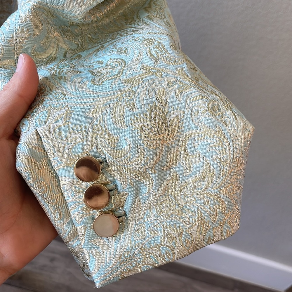 Tory Burch Gold/Mint Metallic Blazer Size 6 - Picture 7 of 13